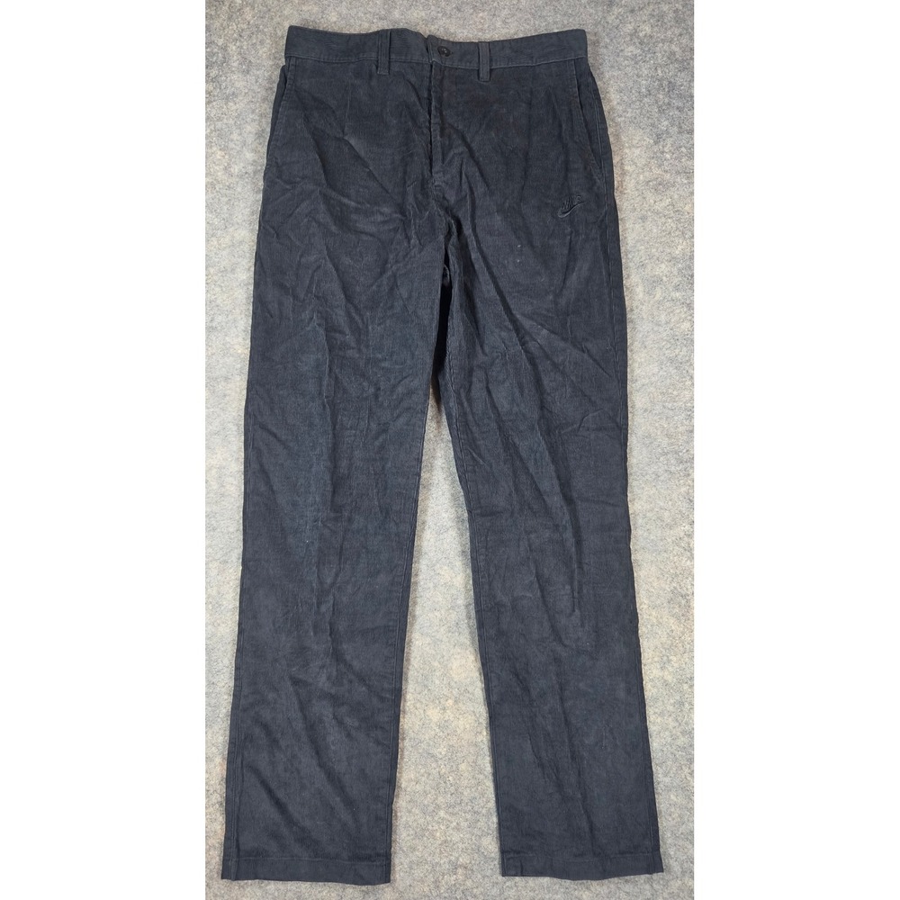 Nike SB Mens Corduroy Pants Charcoal Grey Straight Leg Logo Trousers 32x32 Skate